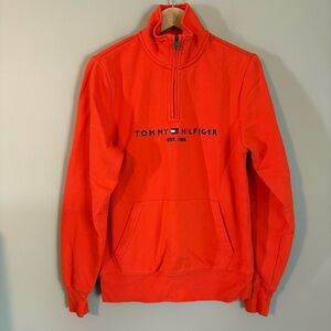 Tommy Hilfiger orange 1/4 zip Sweatshirt mens xs